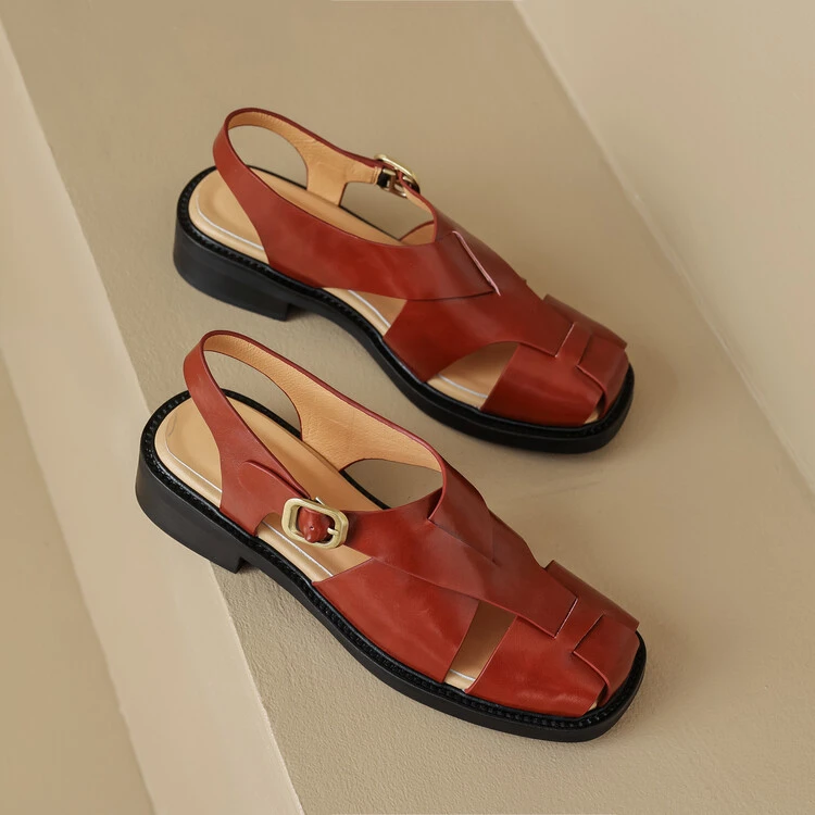 【指念】罗马凉鞋软底包头凉鞋高级感品牌女鞋欧版方头穆勒鞋