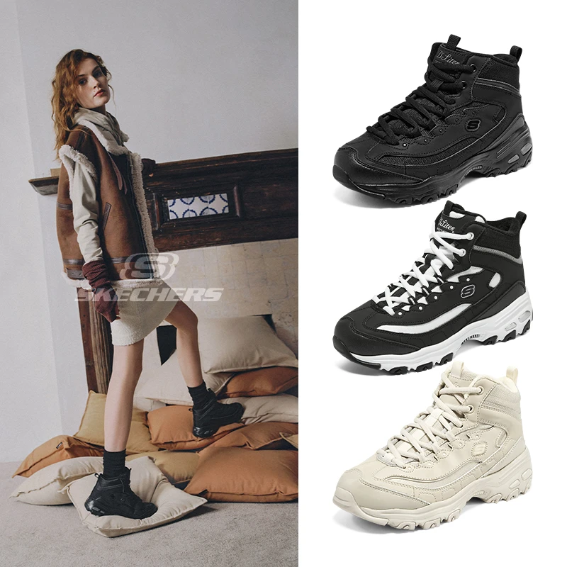 【高帮加绒熊猫鞋】斯凯奇冬季加绒休闲高帮熊猫鞋女厚底保暖舒适