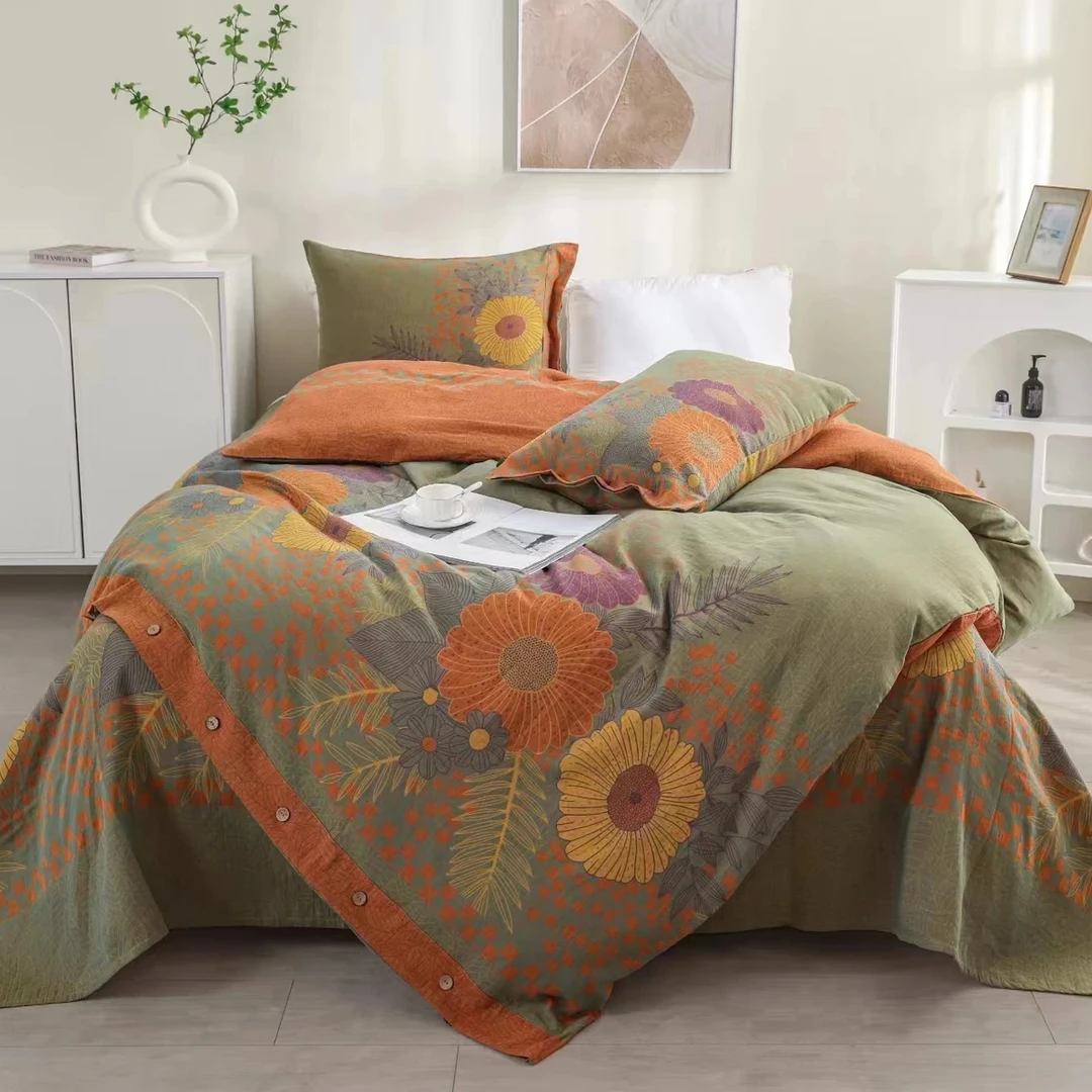 【万花园】被套有氧双层纱色织提花可水洗机洗被套柔软透气母婴A类