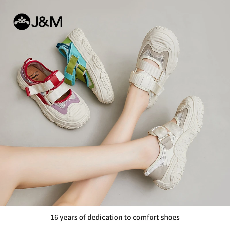 J&M/快乐玛丽女2023夏季舒适百搭凉拖鞋户外休闲徒步帆布鞋65339W