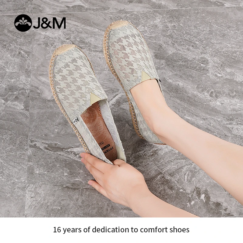 J&M/快乐玛丽2023年夏季新款千鸟格渔夫鞋女鞋休闲透气05619W