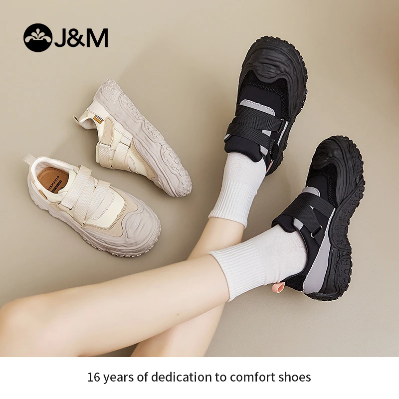J&M/快乐玛丽春秋厚底露营风撞色休闲女鞋运动户外徒步鞋65529W