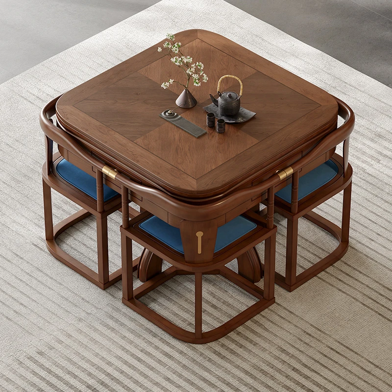 小户型不占空间全实木麻将桌餐桌一体家用全自动升级旋翼机多功能