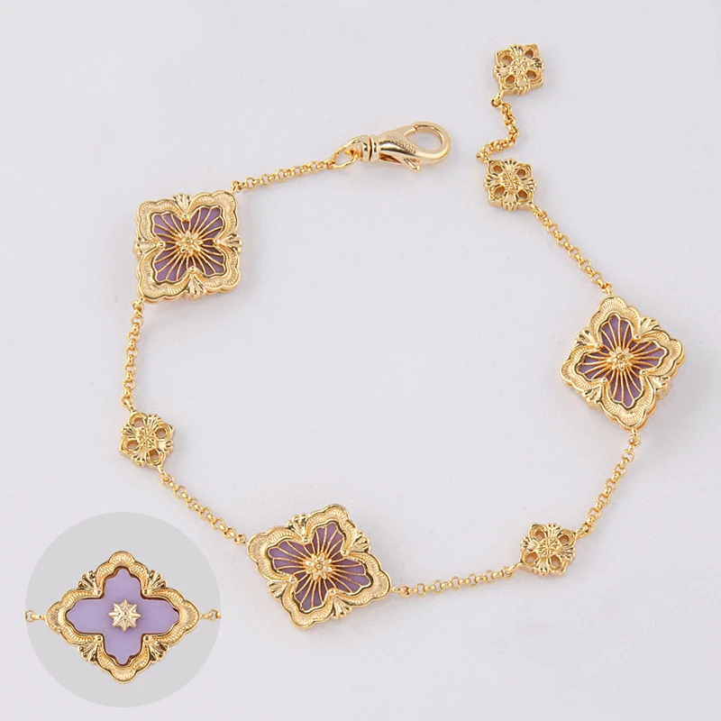 铜合金手链 00028B——19-24  欧美【四叶草手链】三花拉丝轻奢&YPYJE