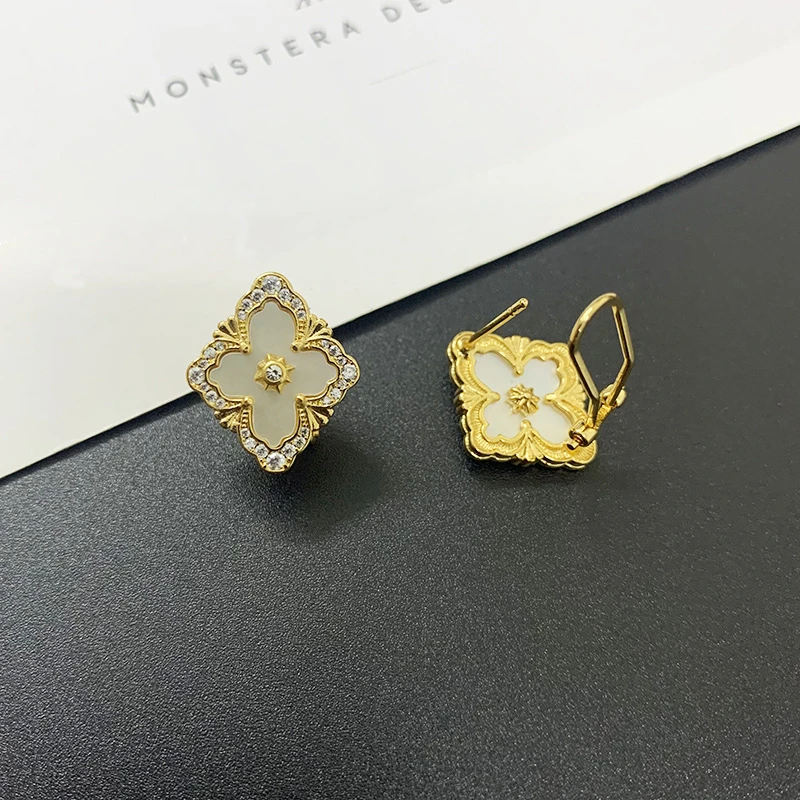 铜合金耳饰 00007——1-6   彩色 【四叶草耳饰】百搭小众气质&YPYJE