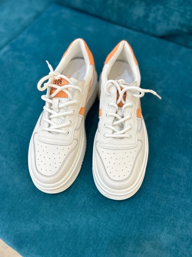 漫步佳人时尚百搭运动鞋真皮网面夏季系带潮流休闲鞋