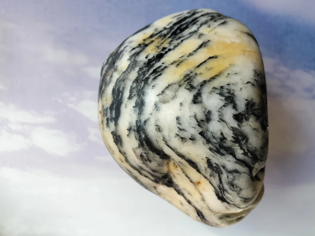 金丝玉国画摆件戈壁彩石摆件欣赏石奇石景观石石头记