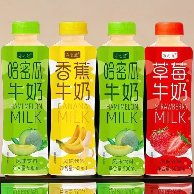 【 新品上新】饮料整箱批发哈密瓜香蕉草莓牛奶饮料500ml果味15瓶