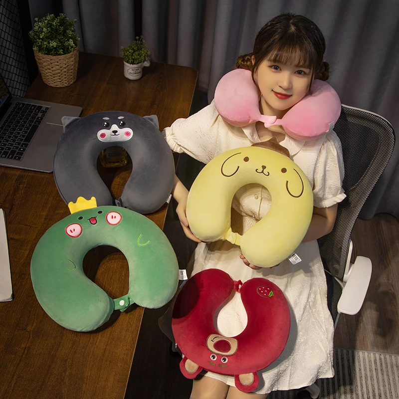 卡通记忆棉办公室午睡枕趴睡枕坐飞机外出旅行开车头枕u型头枕