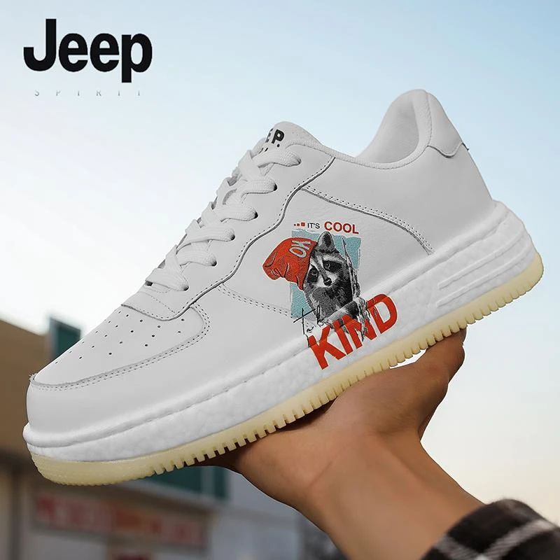 Jeep吉普男鞋轻便减震休闲运动小白鞋时尚潮流百搭设计感涂鸦板鞋