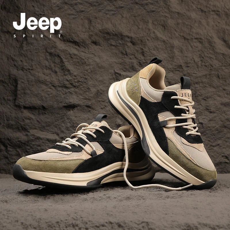 JEEPSPIRIT男鞋夏季透气超轻薄软底跑步鞋子运动鞋百搭网面休闲鞋