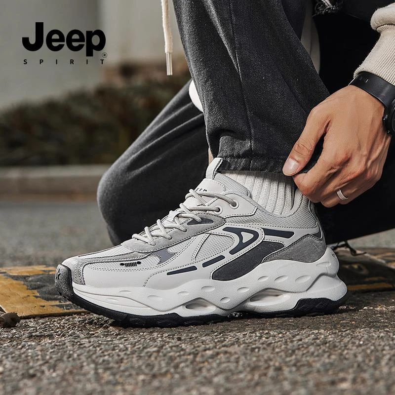 JEEPSPIRIT运动鞋男2025春季新款透气减震舒适潮流百搭简约休闲鞋