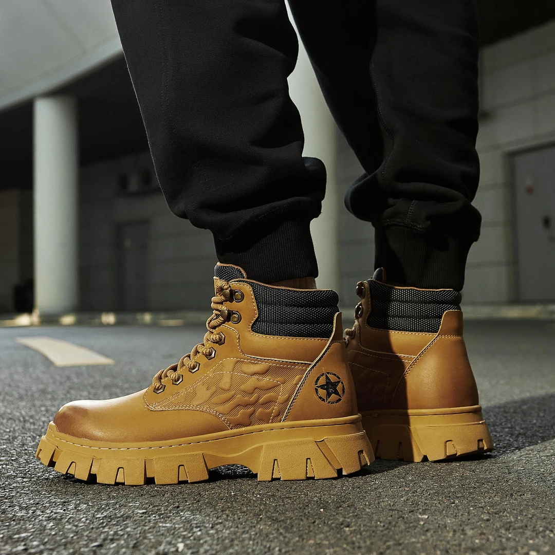 JEEPSPIRIT吉普马丁靴男士潮流登山靴子户外休闲男鞋黑色工作靴男