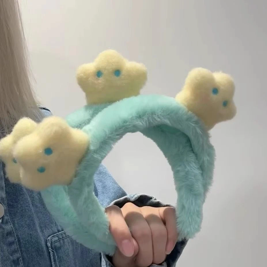 可爱星星发箍卡通毛绒洗脸头箍甜美少女心月亮发夹发绳发卡头发饰