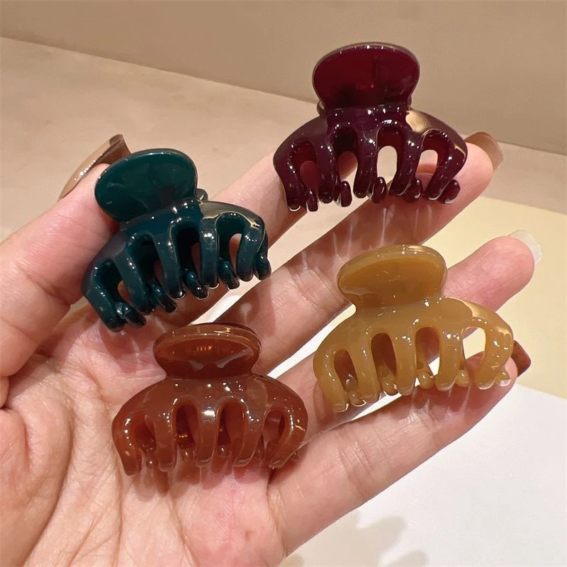 韩版莫兰迪色小巧抓夹高颅顶刘海夹时尚洋气亚克力小号爪夹发夹女