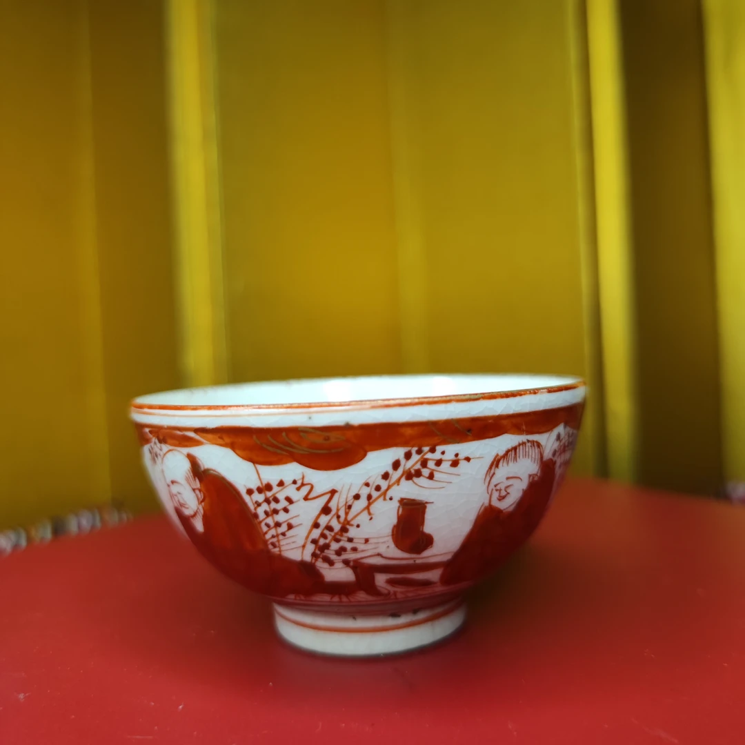 日本九谷烧  老九谷 老赤绘人物 主人杯
