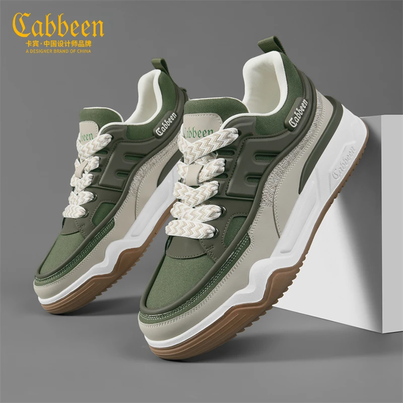 卡宾面包鞋男款厚底男鞋2024新款低帮男士运动板鞋设计感小众潮鞋