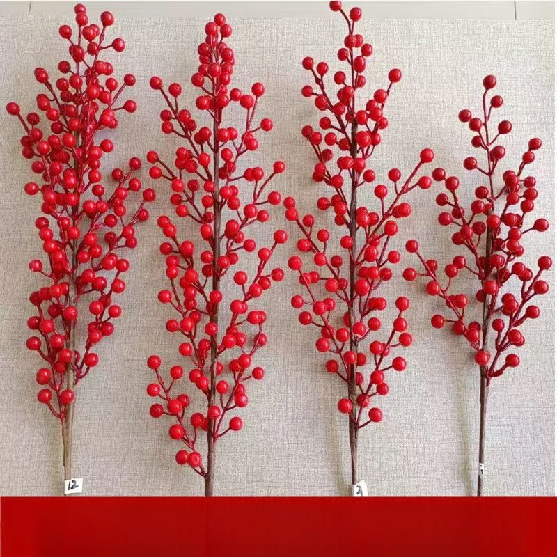 发财果仿真花摆设假花冬青红果客厅餐桌花瓶插花过年乔迁装饰摆设