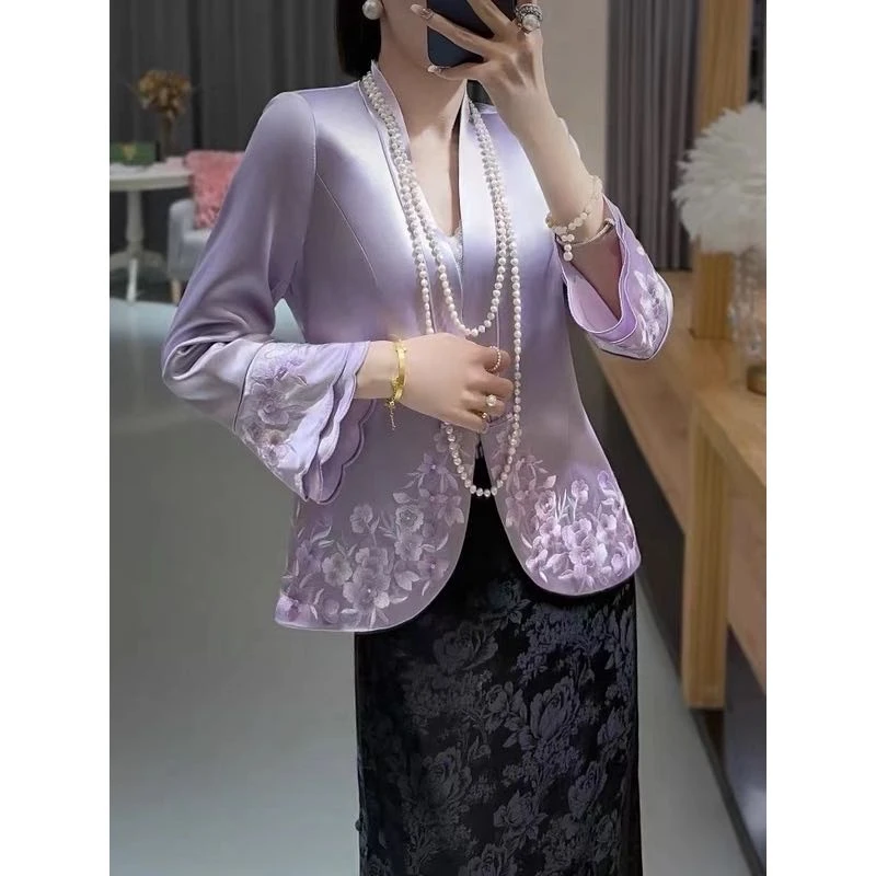 2371-2025时尚新中式刺绣外套秋冬国风百搭西服国潮小上衣外套女