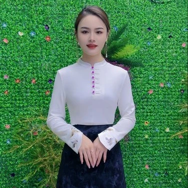 25186-2025冬季新款中式国风蝴蝶刺绣圆领盘扣衬衫