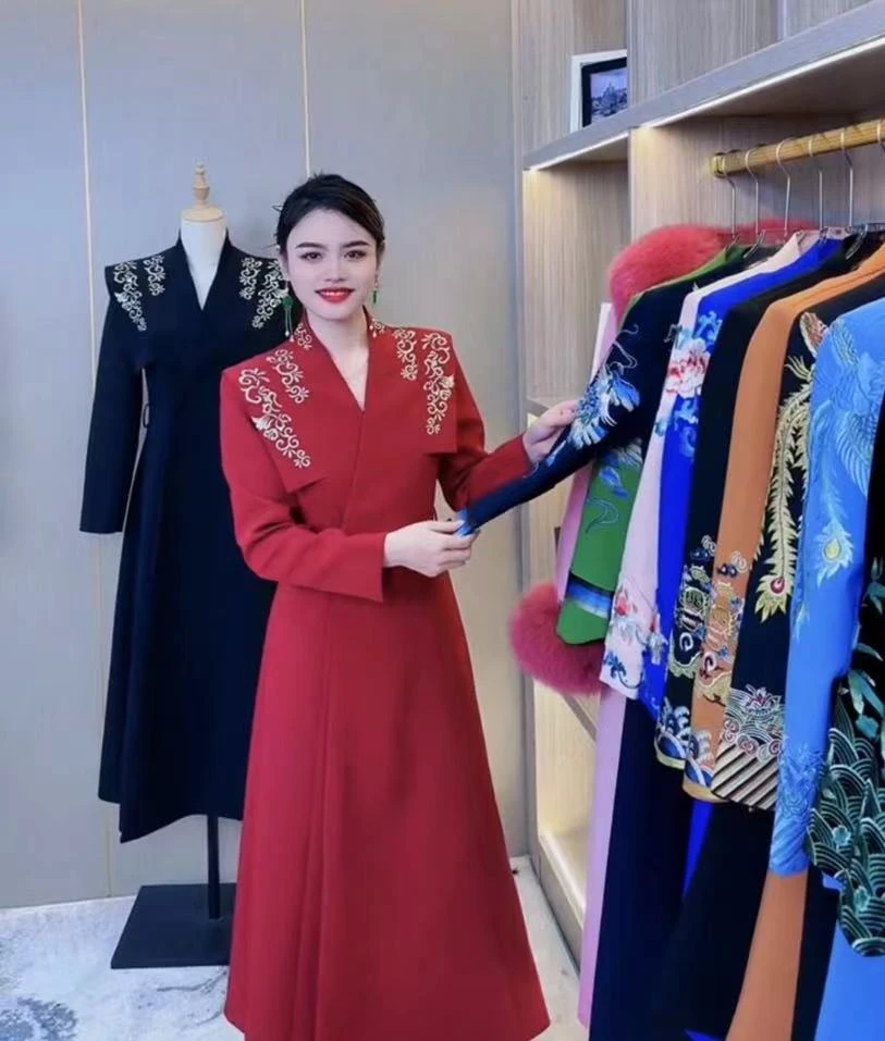 25125新款中国风女装风衣外套大衣上衣战袍显瘦