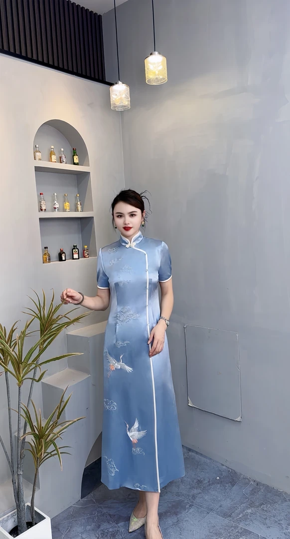 马姑娘专属-805-旗袍新款高级感新中式长款改良版高贵旗开得胜