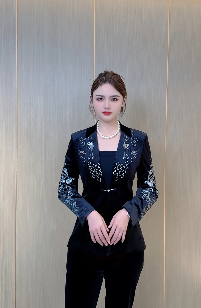 马姑娘专属-919-2025秋季新中式国风重工刺绣设计师款气质西装女