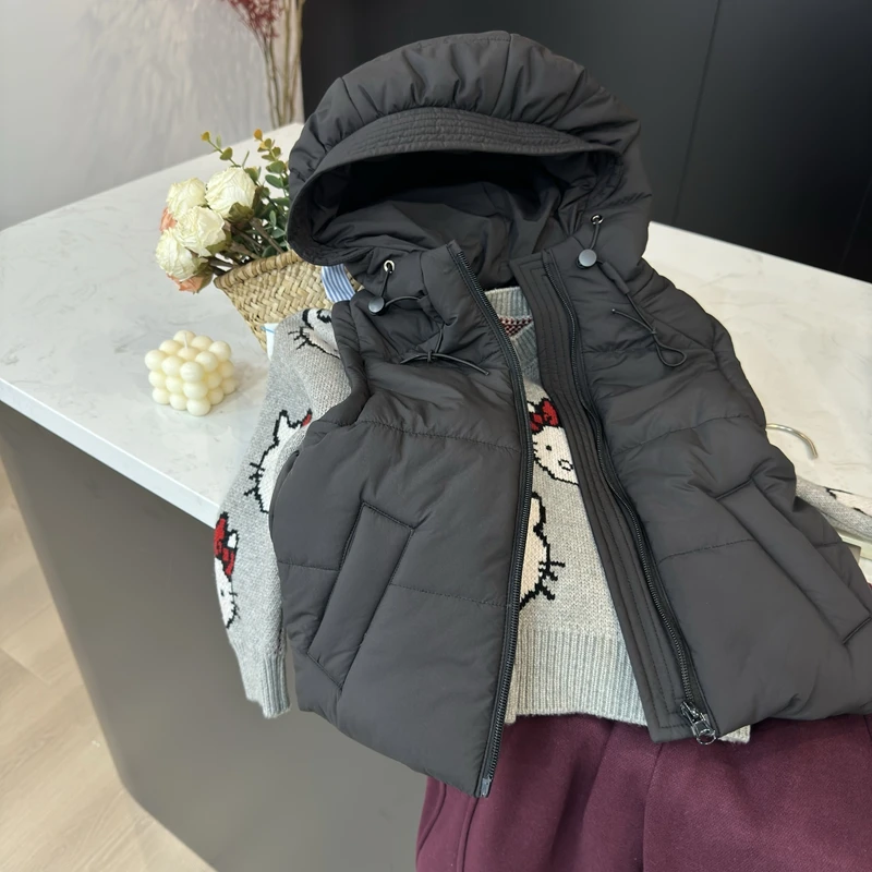 【现货】Leomama女童马甲秋冬2024新款连帽休闲中大童加厚坎肩外套