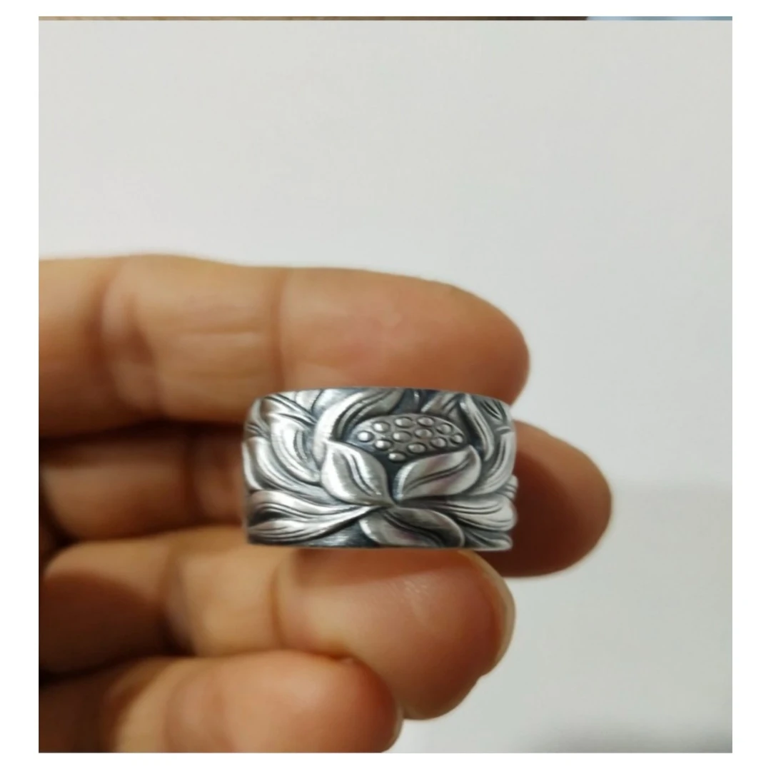 足银戒指 足银活圈戒指纯手工素款仿古时尚做旧银制品古法个性
