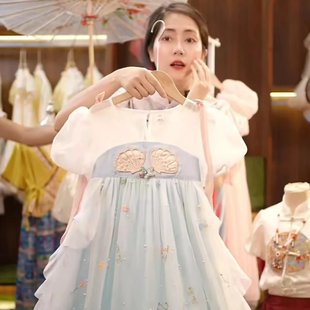 【5021】新中式美人鱼国风公主裙仙女连衣裙甜美女童春夏款