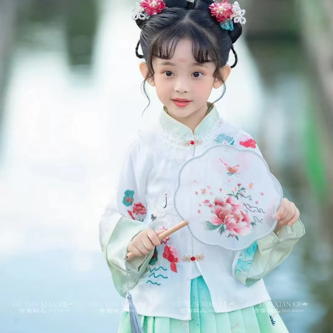 【480】反季清新中式国风两件套马面裙甜美女童春秋款