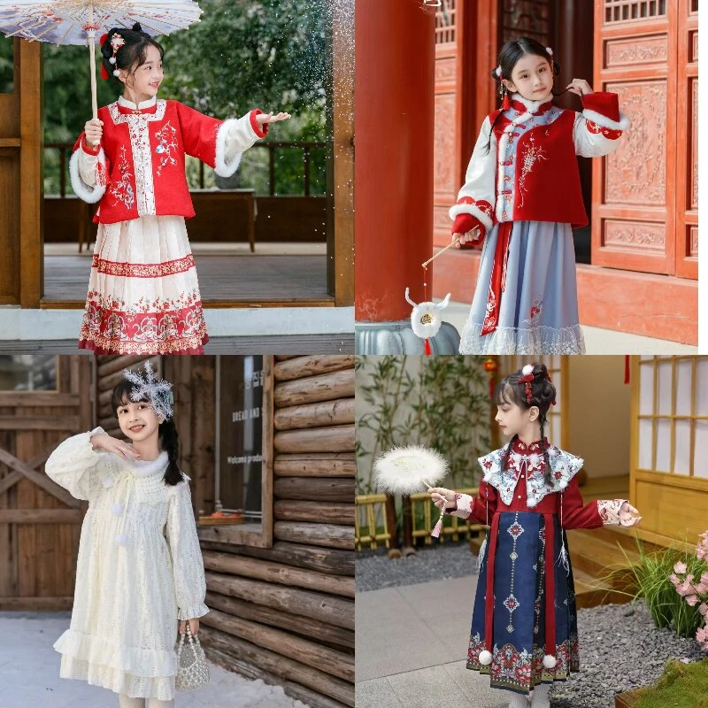 新拜年服【8073】马面裙2件套古风新中式马面裙拜年国风套装女童