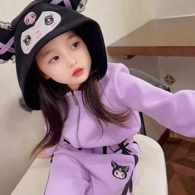 升级版【324】库洛米套装卫衣卫裤两件套甜美女童秋冬款反季清