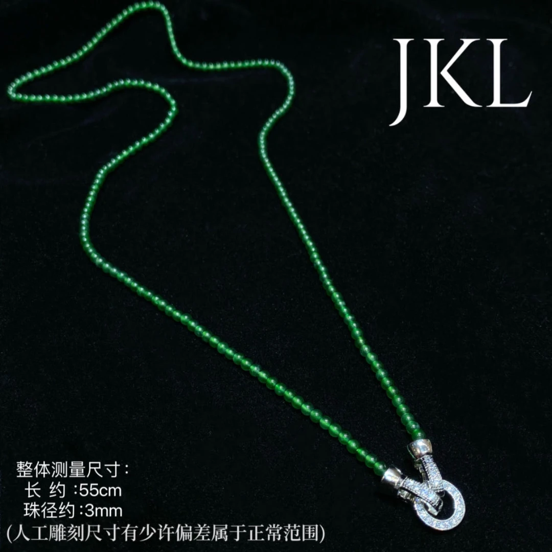 【金旭明玉】天然翡翠A货满绿小米珠链 多样性发一件