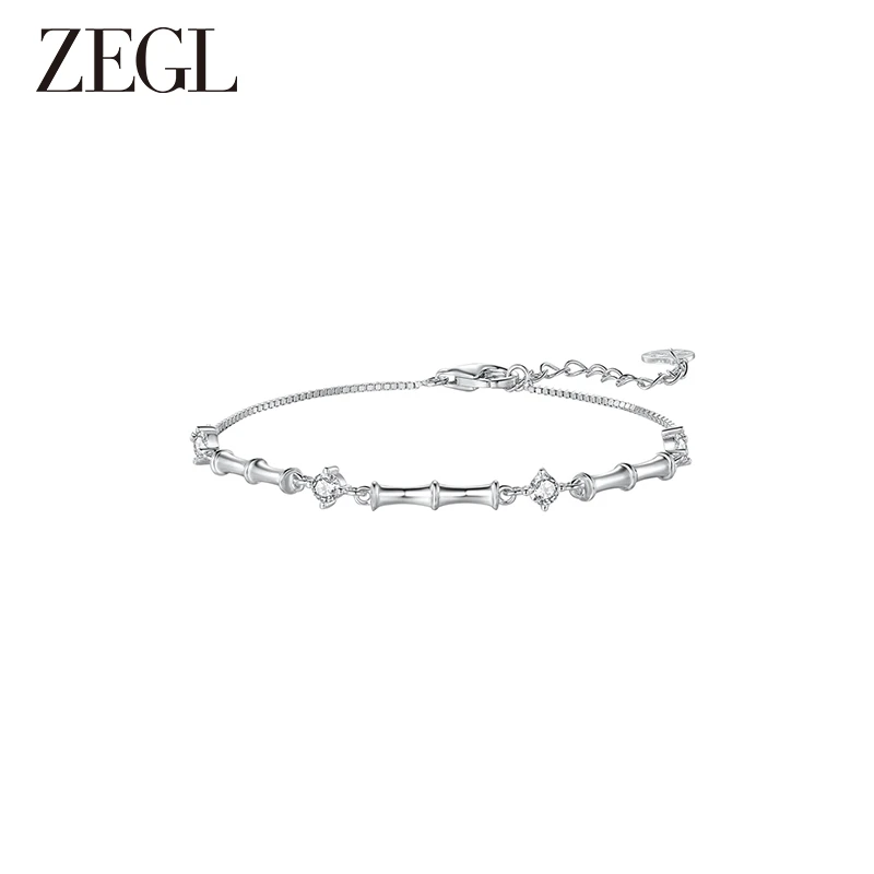 ZEGL 925银合成锆石手链 竹节手链轻奢时尚简约百搭设计感ins手饰