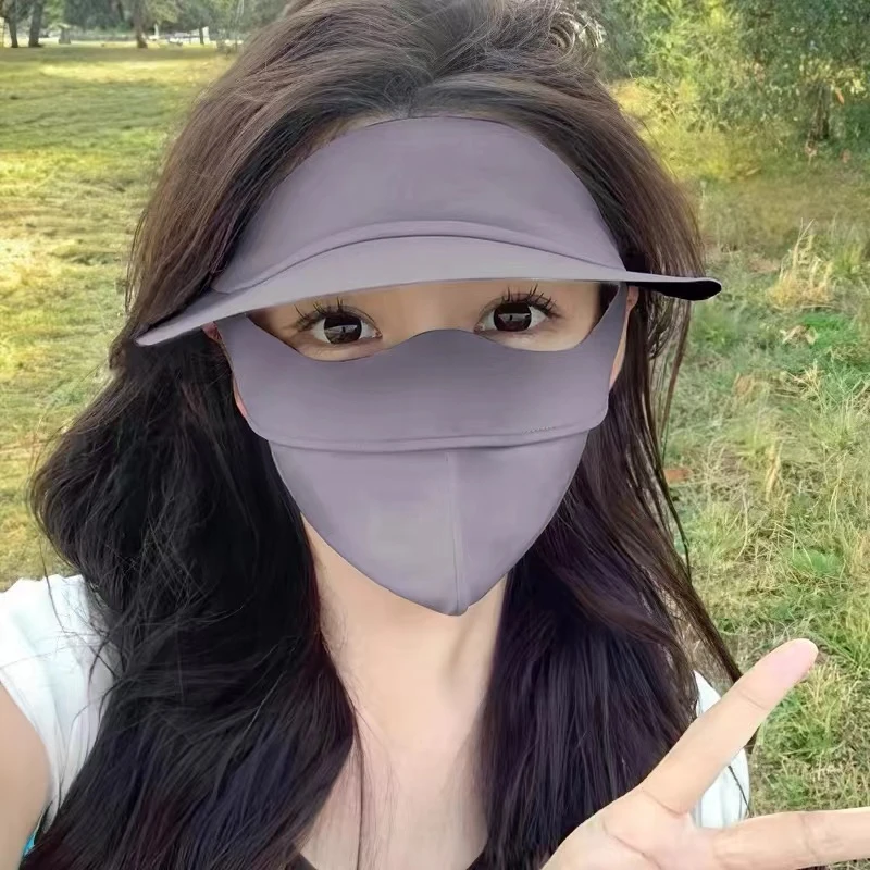 薛杨遮全脸防晒面罩女夏季新款黑胶帽檐防紫外线薄冰丝口罩脸基尼
