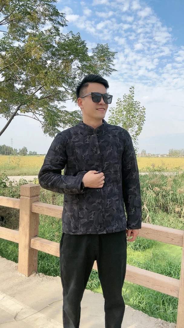 迷彩开衫男士青少年休闲网红立领保暖棉袄