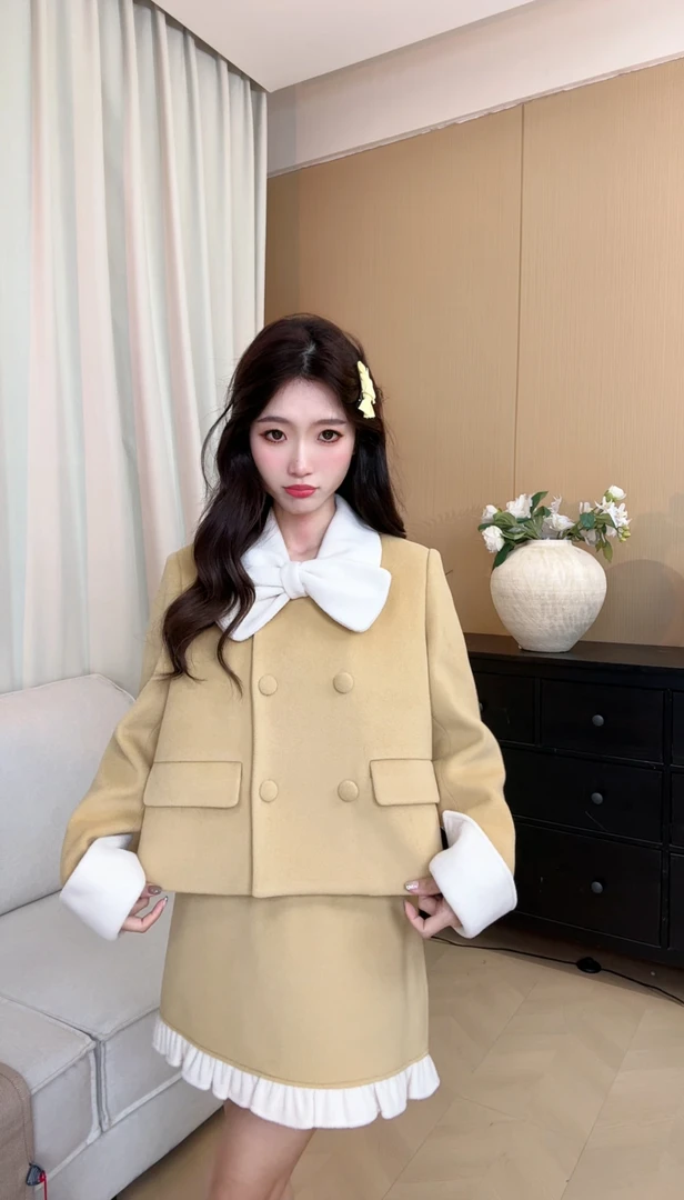 【奶酪蛋糕套装】原创设计师女装法式日常可穿毛呢气质时尚秋冬休闲