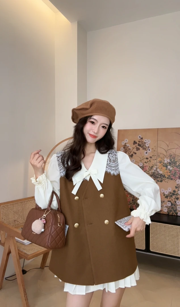 【落日公园马甲套装】原创设计师女装法式复古日常可穿