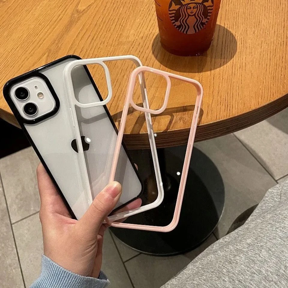 透明边框超薄苹果11手机壳苹果12防摔XSmax纯色iphone7P男女通用