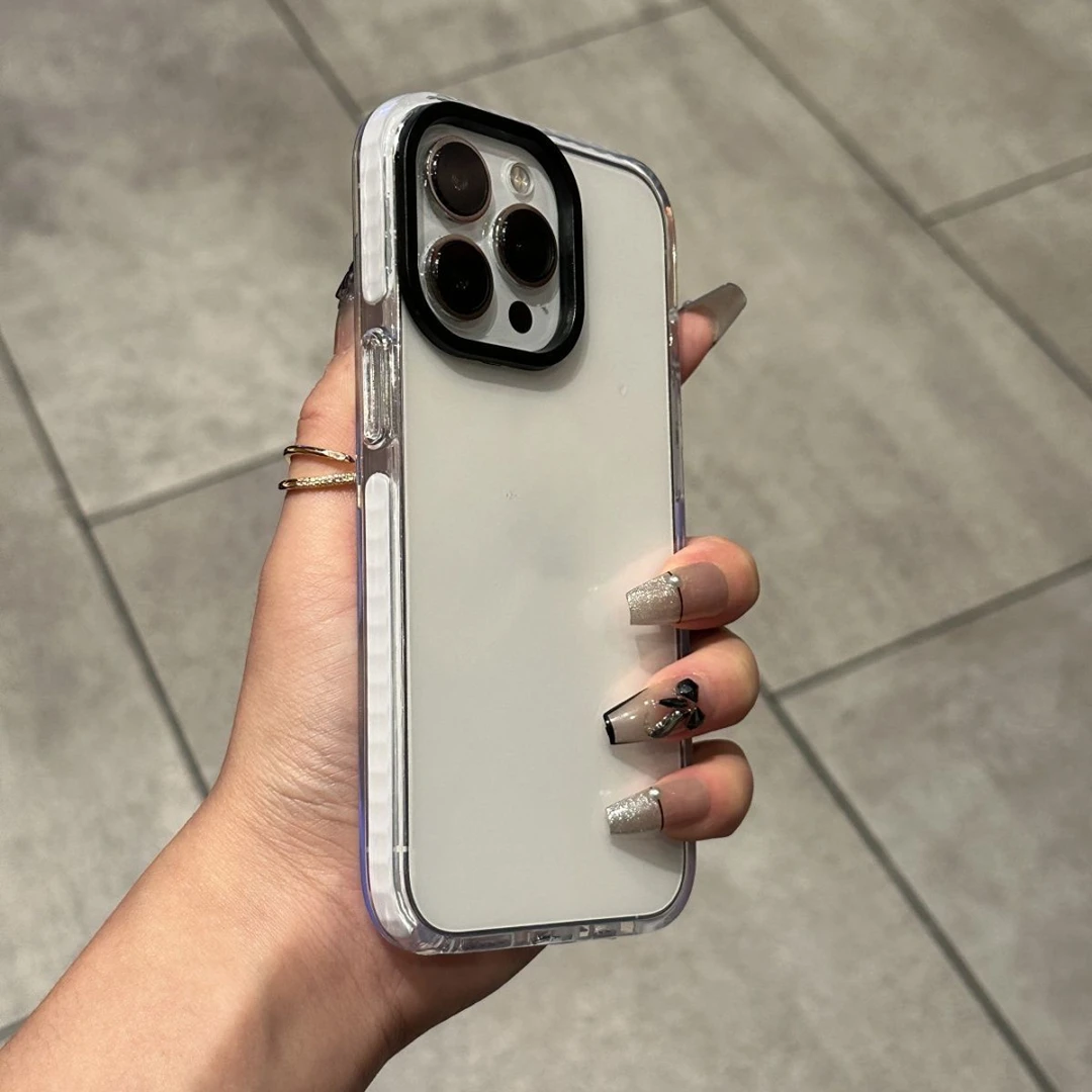 高级感简约透明苹果15手机壳iPhone14Promax防撞条13防摔12软11XR