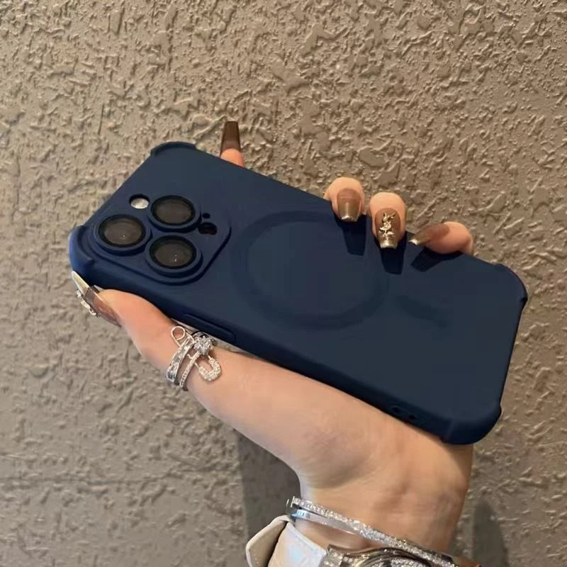 高级感渐变磁吸苹果14Promax硅胶手机壳iPhone13/12镜头膜防摔壳