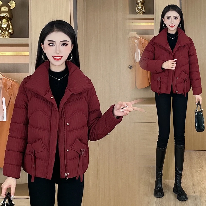 设计感短款立领棉服女冬季2024新款洋气加厚保暖时尚外套