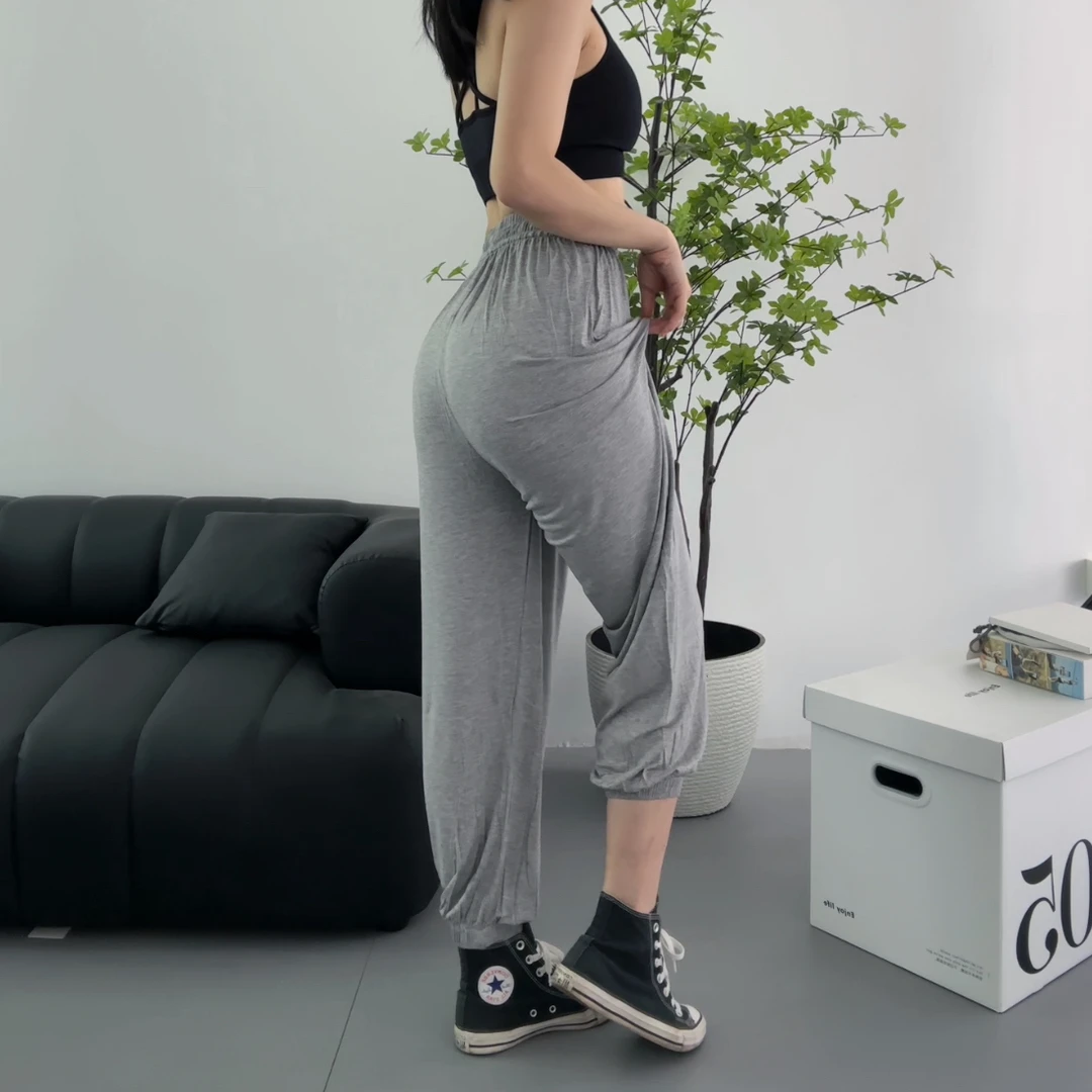 【CRNT】越洗越垂的抽绳宽松阔腿束脚高腰运动裤女