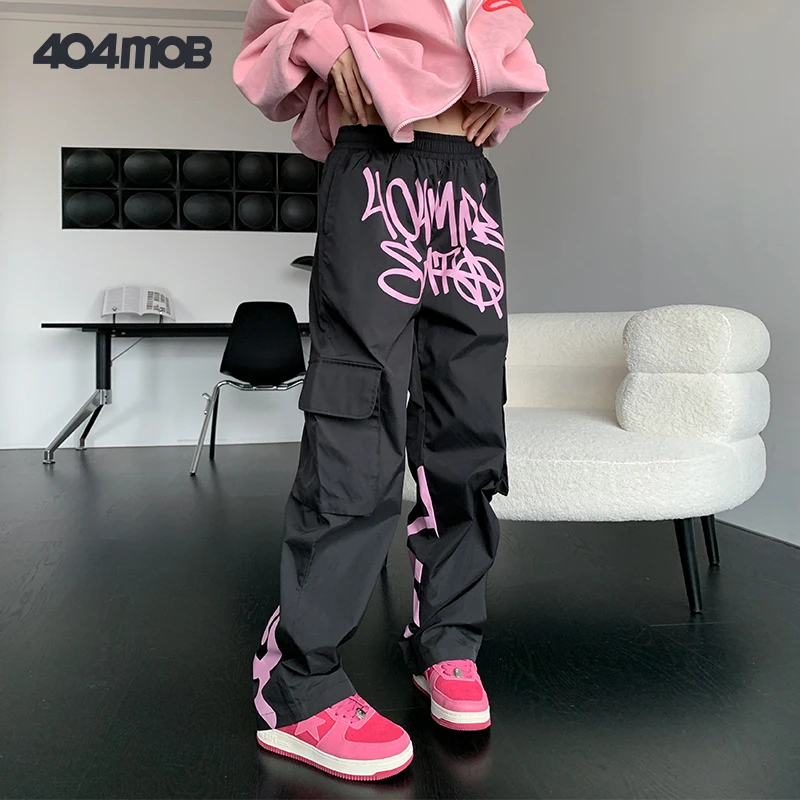 404MOB  字母印花潮流休闲长裤运动情侣运动裤子流行高街常规