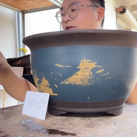 紫砂20CM（含）-50CM（不含）30蓝山水