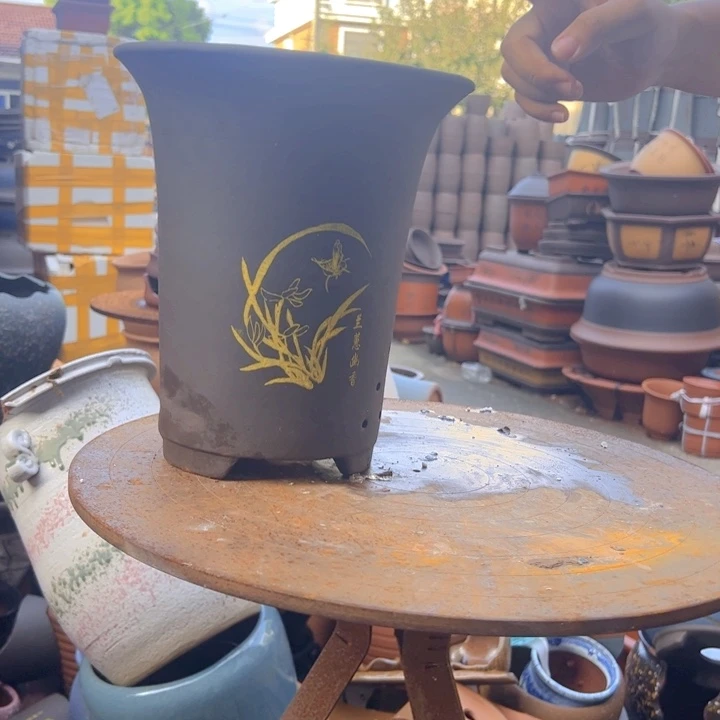 紫砂20CM（含）-50CM（不含）印金兰花盆19+19