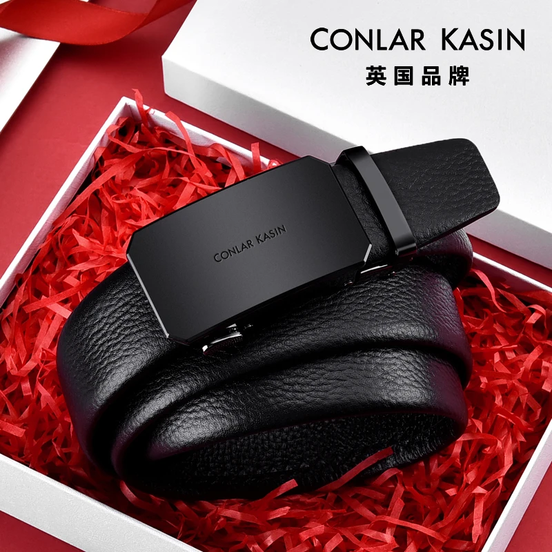 CONLAR KASIN男士皮带真皮自动扣年轻人青年腰带商务牛皮中年裤带