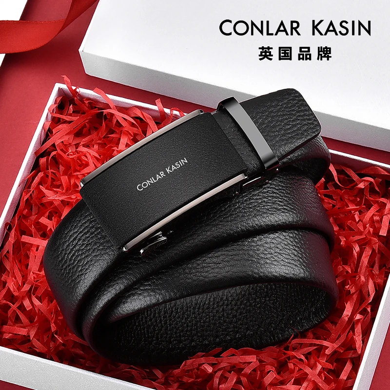 CONLAR KASIN男士皮带真皮自动扣青年纯牛皮腰带中年商务休闲裤带