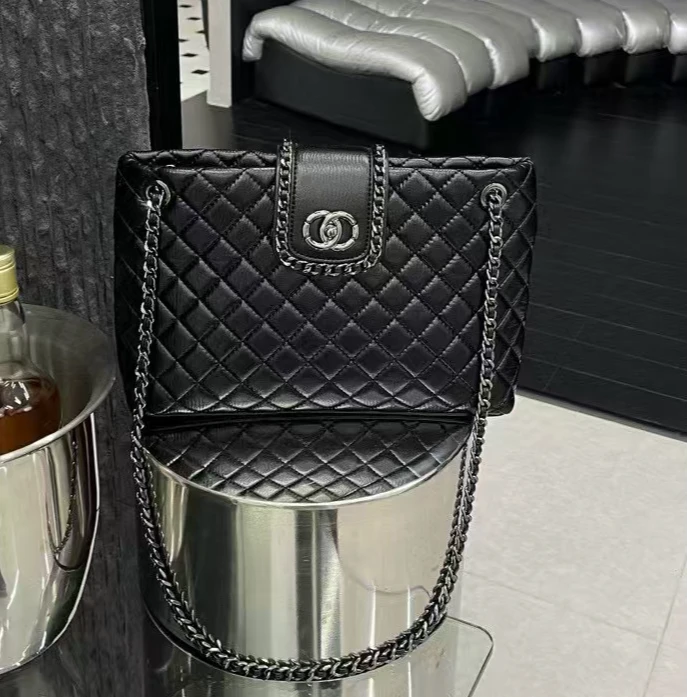 女士轻奢时尚菱格链条单肩包大容量百搭经典小香风腋下女包托特包